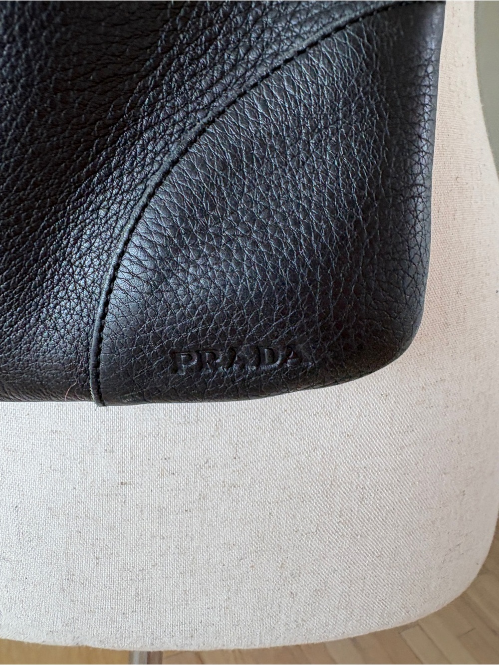 Prada Black Leather Tote with Gold Chain Shoulder Strap - Picture 2 of 7